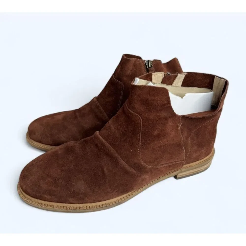 Kelsi Dagger‎ Boots Size 10 Women’s Suede Upper Ruched Coffee Bean Brown Booties
